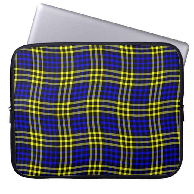 Funda Para Portátil Blue Yellow Plaid Checker Seamless Pattern (Frente)