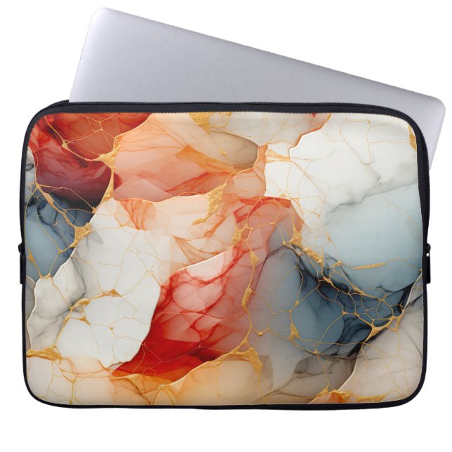 Funda Para Portátil Blush & Ivory Marble with Golden Veins (Frente)
