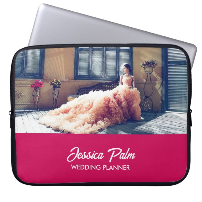 Funda Para Portátil boda fotográfico personalizado rosa (Frente)