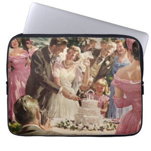 Funda Para Portátil Boda Vintage Novia Novio Recién Casados Cortan la 