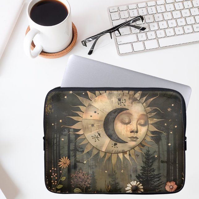 Funda Para Portátil Boho Celestial Sun Moon Wildflower Garden (Subido por el creador)