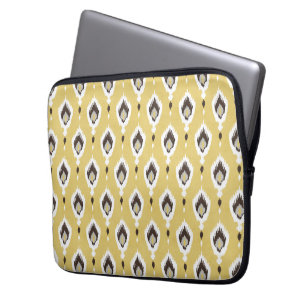 Funda Para Portátil Boho chic amarillo ikat patrón tribal monograma