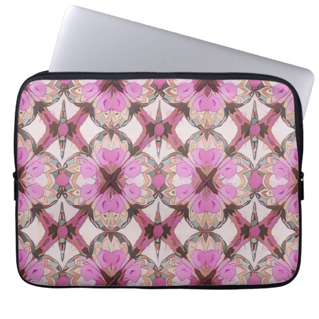 Funda Para Portátil Boho Floral Rosa (Frente)
