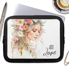 Funda Para Portátil Boho Moda acuarela Mujer manga portátil