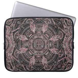 Funda Para Portátil Boho Rose Gold Gray Mandala Elegant Design