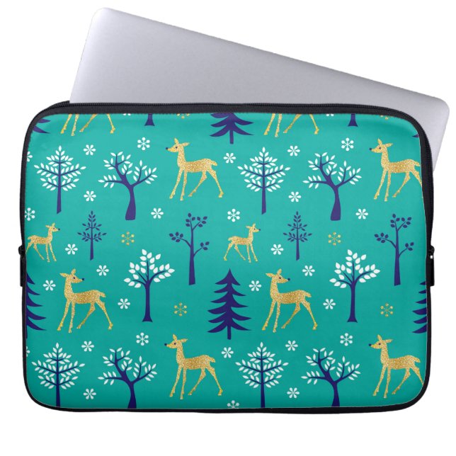 Funda Para Portátil Boho Trees Gold Deers Modern (Frente)