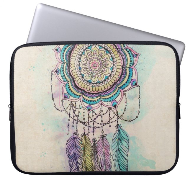 Funda Para Portátil Boho Watercolor Mandala Dreamcatcher (Frente)