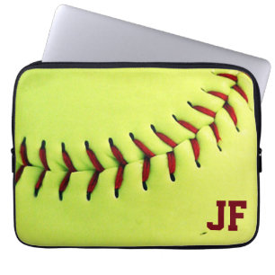Funda Para Portátil Bola amarilla personalizada del softball