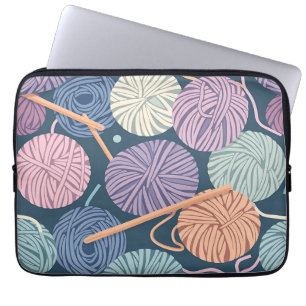 Funda Para Portátil Bolas de hilo acogedoras y agujas de tejer sin fis
