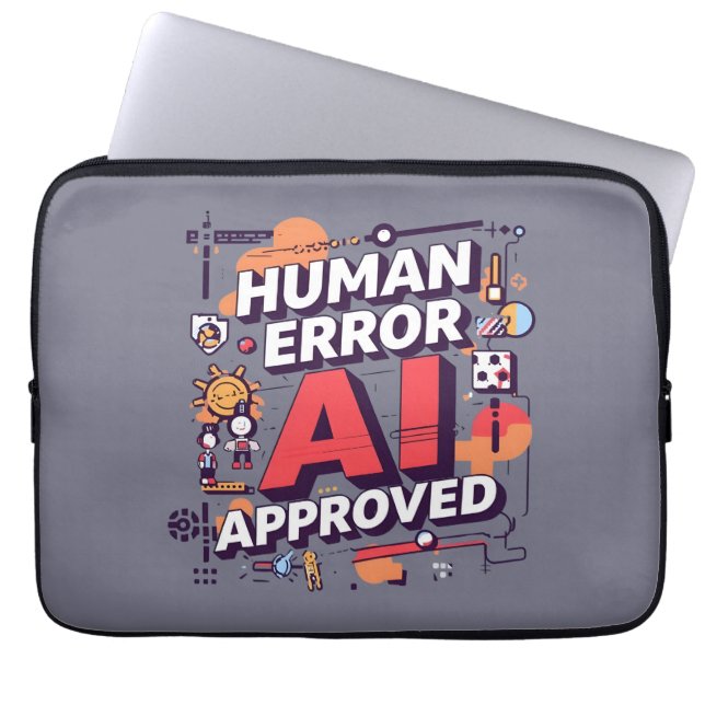 Funda Para Portátil Bold “Human Error, AI Approved” Digital Art (Frente)