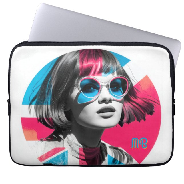Funda Para Portátil Bold Pop Art Cool Girl Retro Modern British Style (Frente)