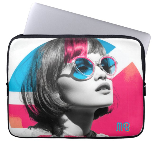 Funda Para Portátil Bold Pop Art Cool Girl Retro Modern British Style (Frente)