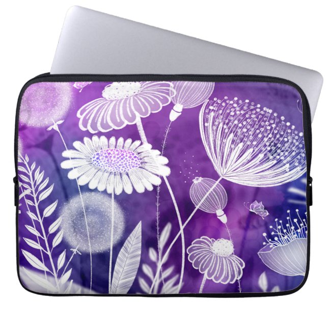Funda Para Portátil Bold Purple and Violet Wild Flower Art (Frente)