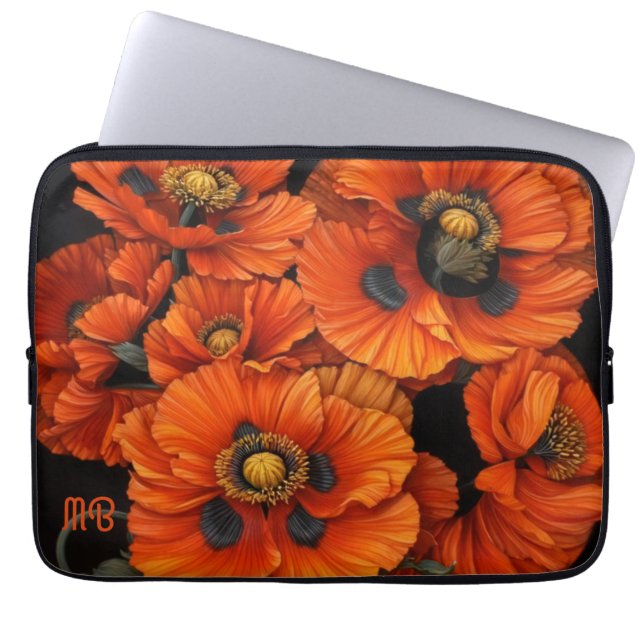 Funda Para Portátil Bold Radiant Beauty Orange Poppy Floral Art (Frente)
