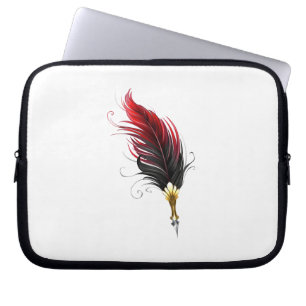 Funda Para Portátil Bolígrafo pluma roja con plumilla dorada