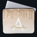 Funda Para Portátil Bolling de oro | Monograma Purpurina espumoso de l<br><div class="desc">Dorado Bling Ombre Sparkle y Faux Dripping Purpurina Girly Modern Monograma Primer nombre y Funda de portátil inicial. Póngase en contacto con el diseñador para obtener elementos coincidentes</div>