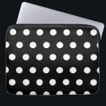 Funda Para Portátil Bolso blanco de la electrónica del lunar<br><div class="desc">Un bolso de la electrónica que ofrece los lunares blancos sobre un fondo negro.</div>