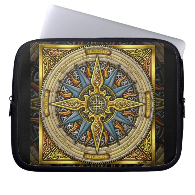 Funda Para Portátil Bolso céltico del ordenador portátil del compás (Frente)