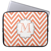 Bolso de laptop con chevron naranja de diseñador c