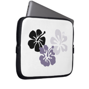 Funda Para Portátil Bolso gris de la electrónica del hibisco