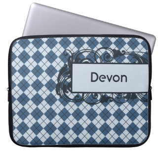 Funda Para Portátil Bolso personalizado Argyle azul del ordenador