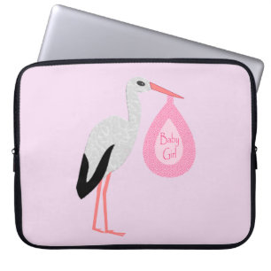 Funda Para Portátil Bonito Bebé Rosa Stork