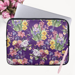 Funda Para Portátil Bonito de campo florece sobre fondo morado