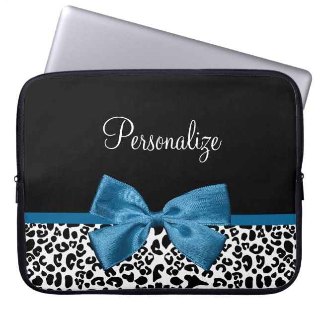 Funda Para Portátil Bonito de patrón animal de impresión Leopardo Azul (Frente)