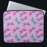 Funda Para Portátil Bonito Dragonfly Púrpura Azul de dos tonos<br><div class="desc">Magnífico patrón decorativo de libélula en tonos rosados,  azules y morados.</div>