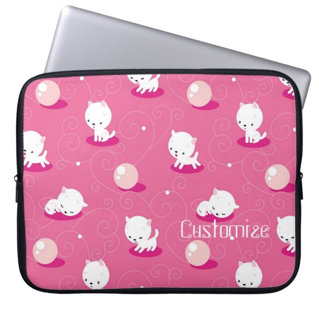 Funda Para Portátil Bonito Kitty Pink Kittens Patrón Portátil Sleed (Frente)