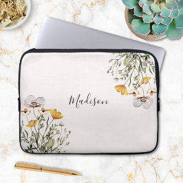 Funda Para Portátil Bonito Monogramada Wildflower Bouquet