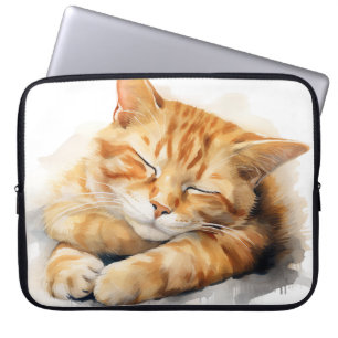 FUNDA PARA PORTÁTIL BONITO NARANJA DE DORMIR DE COLOR DE AGUA TABBY CA