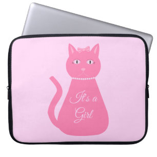 Funda Para Portátil Bonito Niña Rosa Personalizado Gato