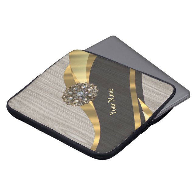 Funda Para Portátil Bonito personalizada madera falsa moderna (Superior anverso)