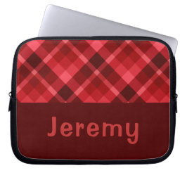 Funda Para Portátil Bonito Ruby Red Plaid Monograma Manga para portáti