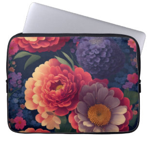 Funda Para Portátil Bonito vintage Naranja rojo mamá púrpura peony flo