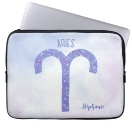 Funda Para Portátil Bonitos Aries Rótulo Astrología Púrpura Personaliz