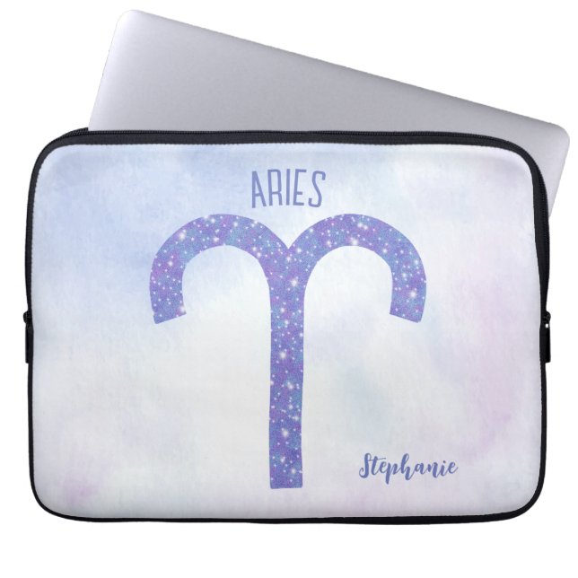 Funda Para Portátil Bonitos Aries Rótulo Astrología Púrpura Personaliz (Frente)