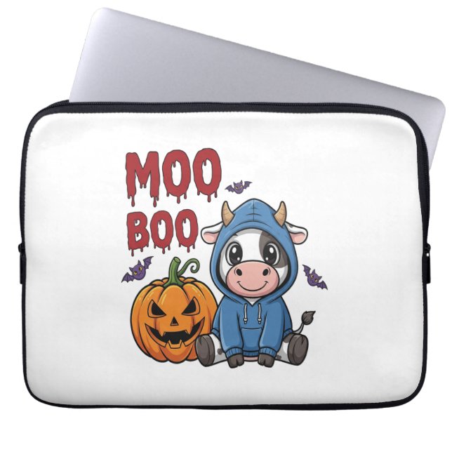 Funda Para Portátil Boo Halloween Spookan a la vaca fantasma (Frente)