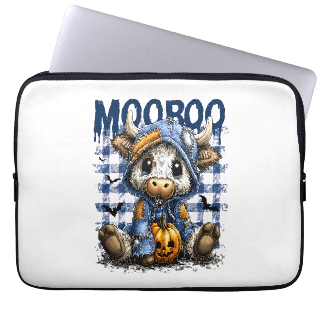 Funda Para Portátil Boo Halloween Spooky Highland Cow (Frente)