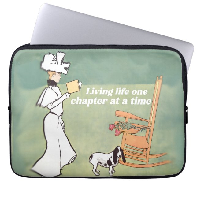 Funda Para Portátil Booklover Woman And Dog Reading (Frente)