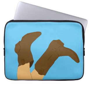 Funda Para Portátil Boots de vaquero en fondo azul claro