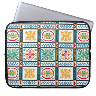 Funda Para Portátil Bordado de mallica italiano: Floral mediterránea
