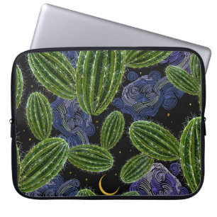 Funda Para Portátil Bordados Mexicanos: La Noche de Cactus Seamless.