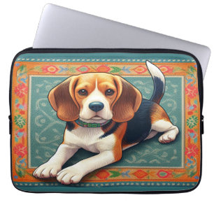 Funda Para Portátil Borde de color beagle 3D realista y elegante