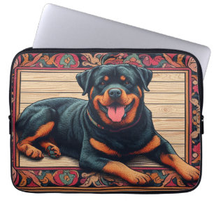 Funda Para Portátil Borde de color estiloso de Rottweiler Dog 3D