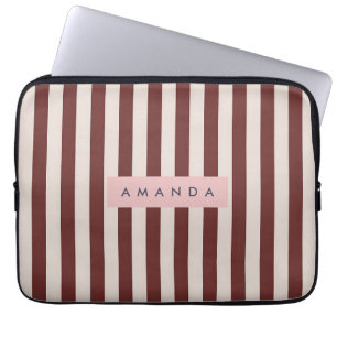 Funda Para Portátil Bordó y Raya Marfil Personalizados