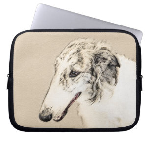 Funda Para Portátil Borzoi (Brindle plateado) Pintura original de arte