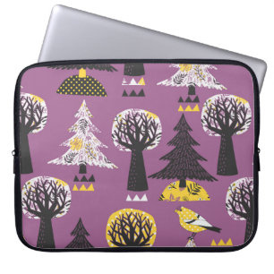 Funda Para Portátil Bosque Colorido Con Azulejos Sin Pájaro