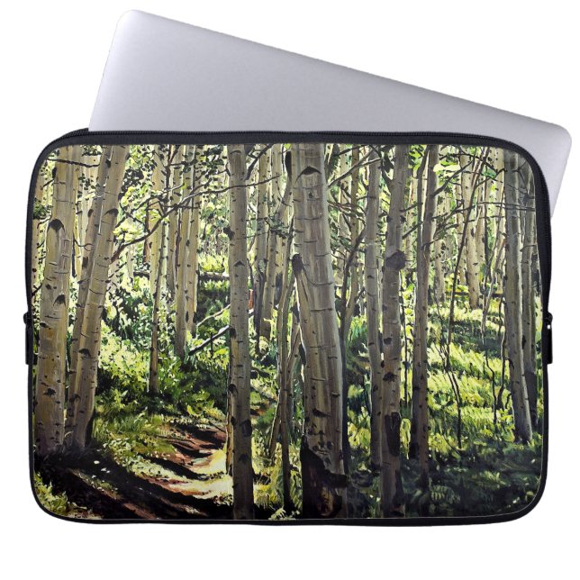 Funda Para Portátil Bosque de árbol de álamos (Frente)